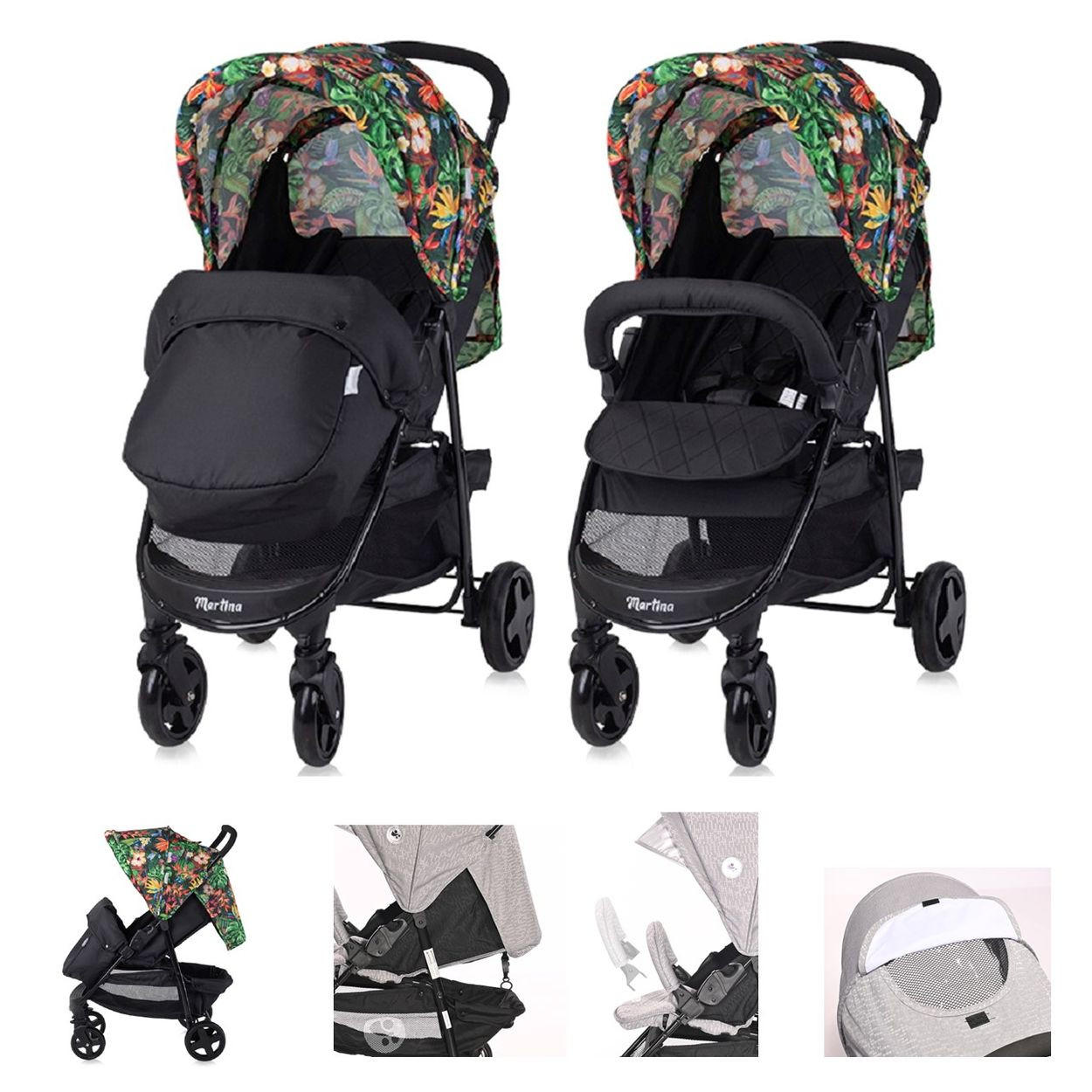 BUGGY Martina bunt Fußabdeckung, Frontbügel abnehmbar, Sonnendach - Multicolor, Metall (67/38/82cm) - Lorelli