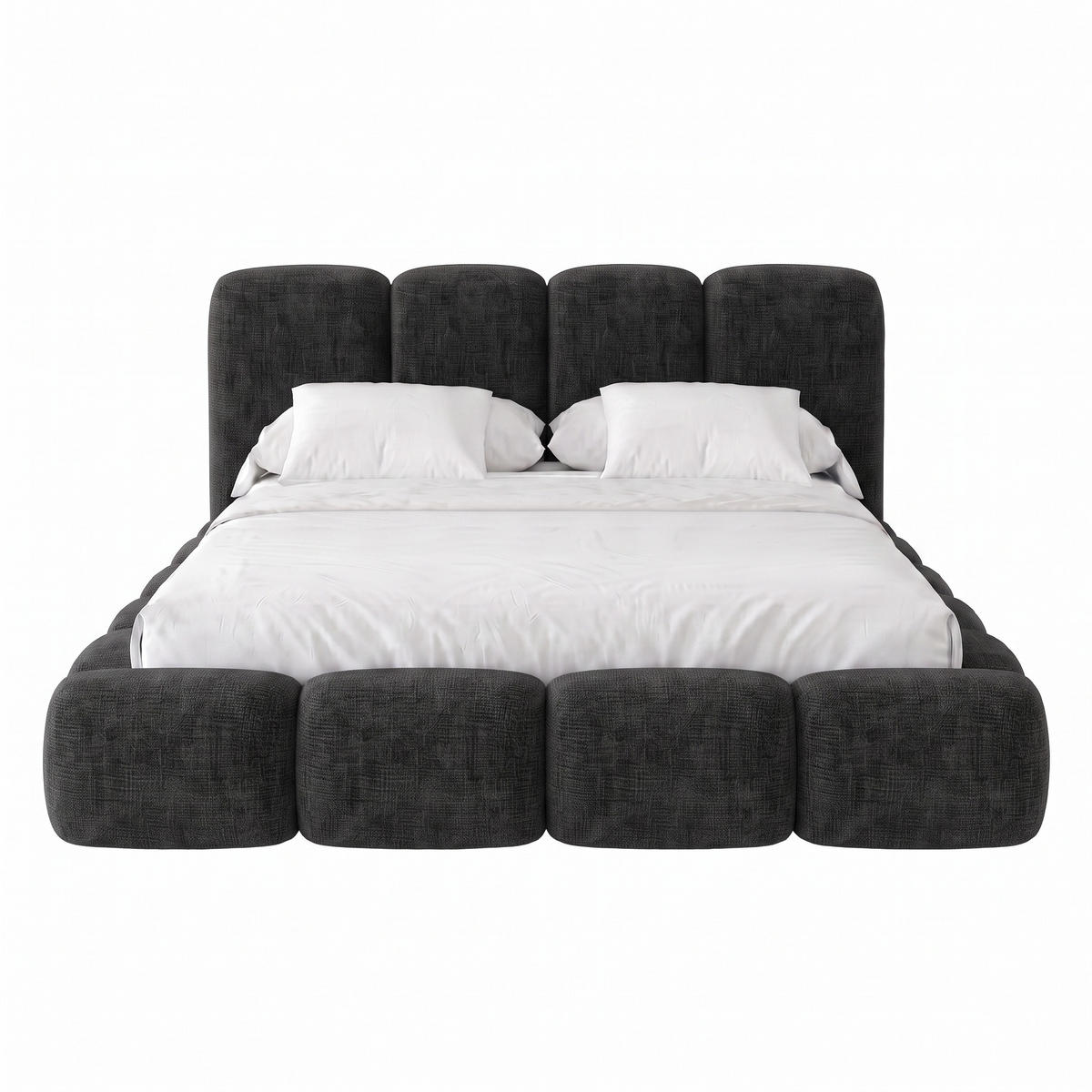 POLSTERBETT SUENO MAXI 180x200 cm in Schwarz, gepolstertes Kopfteil, Metalllattenrost, Bettkasten, Chenille-Stoff - Schwarz/Naturfarben, Holz/Textil (180/200cm) - Muffo