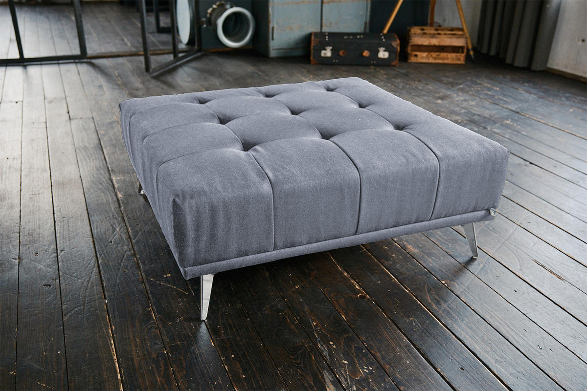 HOCKER WIOLO Hellgrau Webstoff - Silberfarben/Hellgrau, Textil (110/42/110cm) - KAWOLA