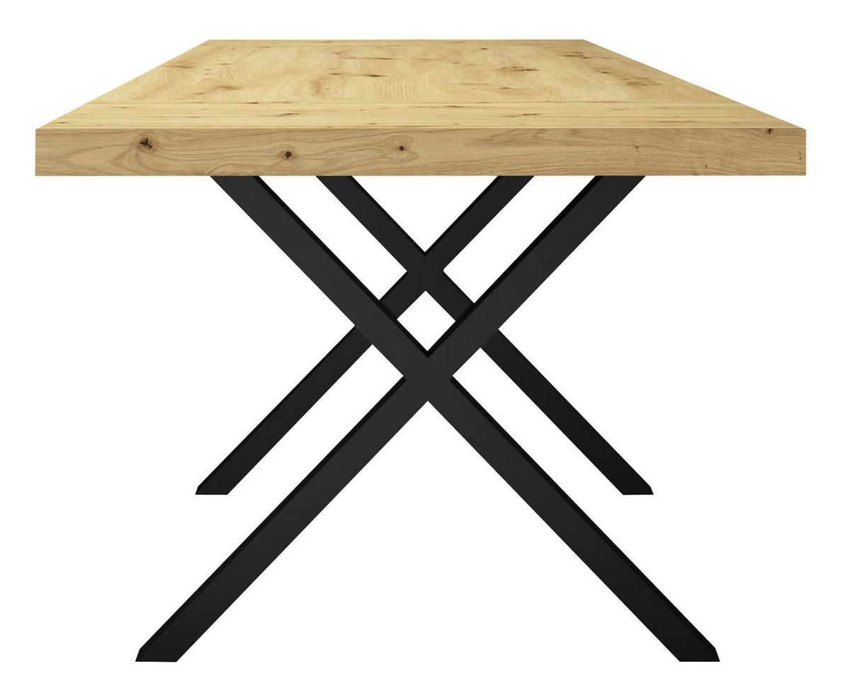 ESSTISCH Elgin 4 210-310x80x100 Metall+Holzwerkstoff Schwarz/Asteiche - Schwarz/Eiche Artisan, Holzwerkstoff (210/100/80cm) - 58aufmkessel