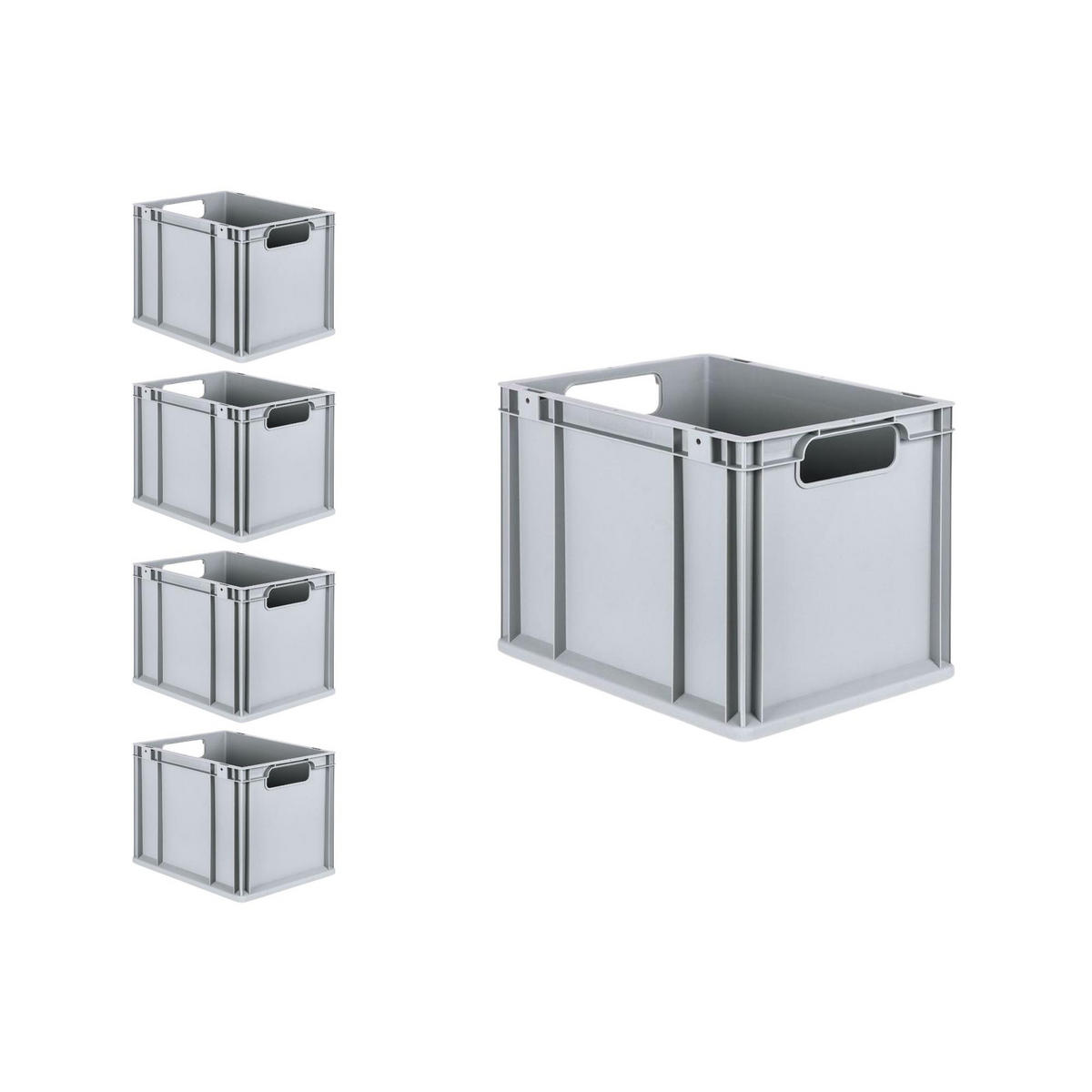 EUROBOX 5x Nextgen Economy Mit Auflagedeckel Grau/Schwarz Griffe Offen 30 Liter - Schwarz, Kunststoff (30/32/40cm) - PROREGAL
