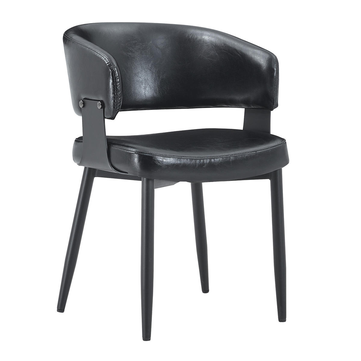 ESSZIMMERSTUHL PANG-B7N4X2 2er-Set Schwarz - Schwarz, Fell/Metall (48/77.3/46.5cm) - PANGIVO