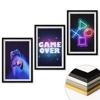 WANDBILDER 3er-Set - 40x60 cm Schwarzer Rahmen - Game Over Gamepads - Schwarz, Kunststoff (40/60cm) - ArtPrintCave
