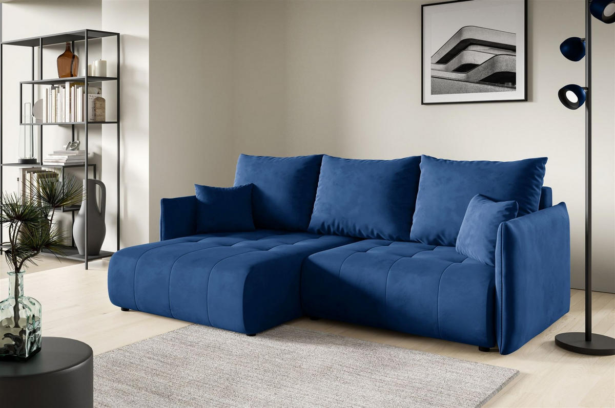 ECKSOFA Canio - Blau, Holzwerkstoff/Textil (221/153cm) - Fun Möbel