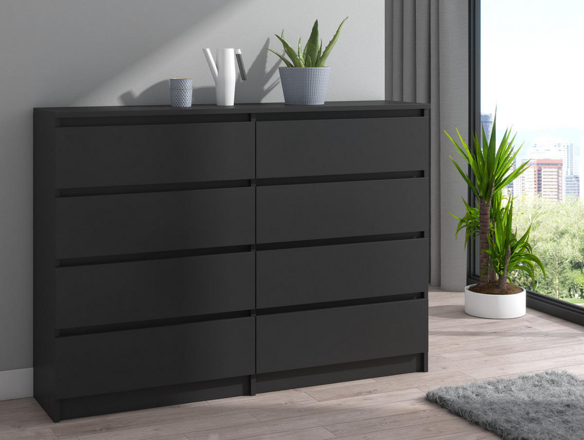 KOMMODE bella8 140 schwarz - Schwarz, Holzwerkstoff (140/98/35cm) - roe furniture