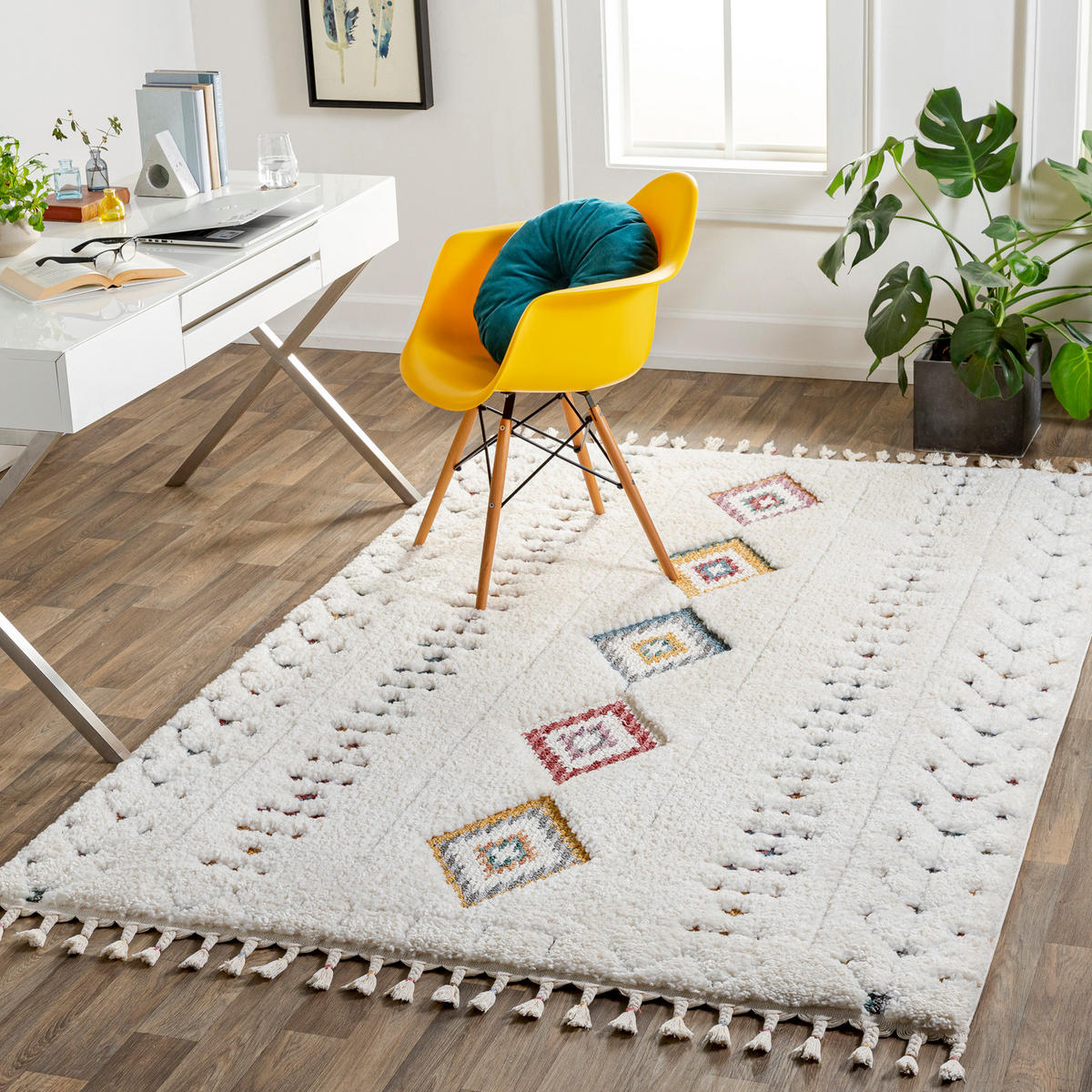 HOCHFLORTEPPICH 160/213 cm Mehrfarbig - Multicolor/Creme, Naturmaterialien/Textil (160/213cm) - LIVABLISS