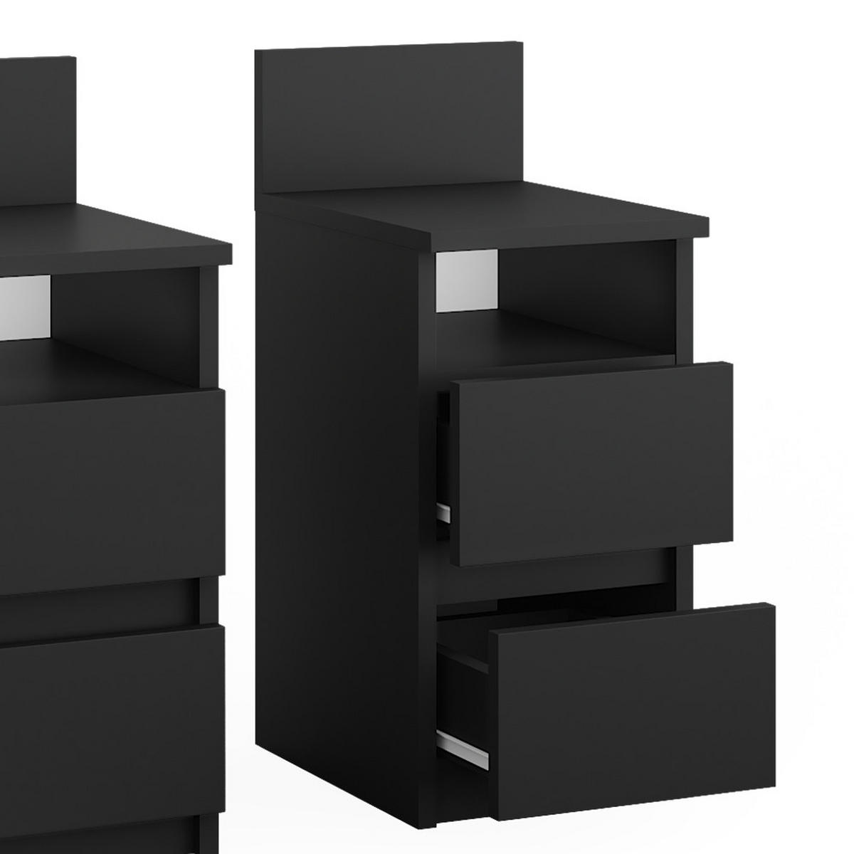 NACHTTISCH Monty Schwarz 25 x 59.1 cm 2er Set - Schwarz, Holzwerkstoff (25/59.1/32.3cm) - Vicco