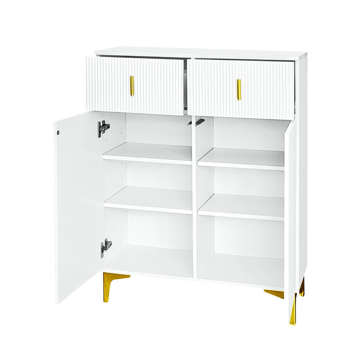 SIDEBOARD 83/101/35 cm Weiß aus Spanplatte mit verstellbaren Einlegeböden - Weiß, Holzwerkstoff (35/101/83cm) - OKMYHOME
