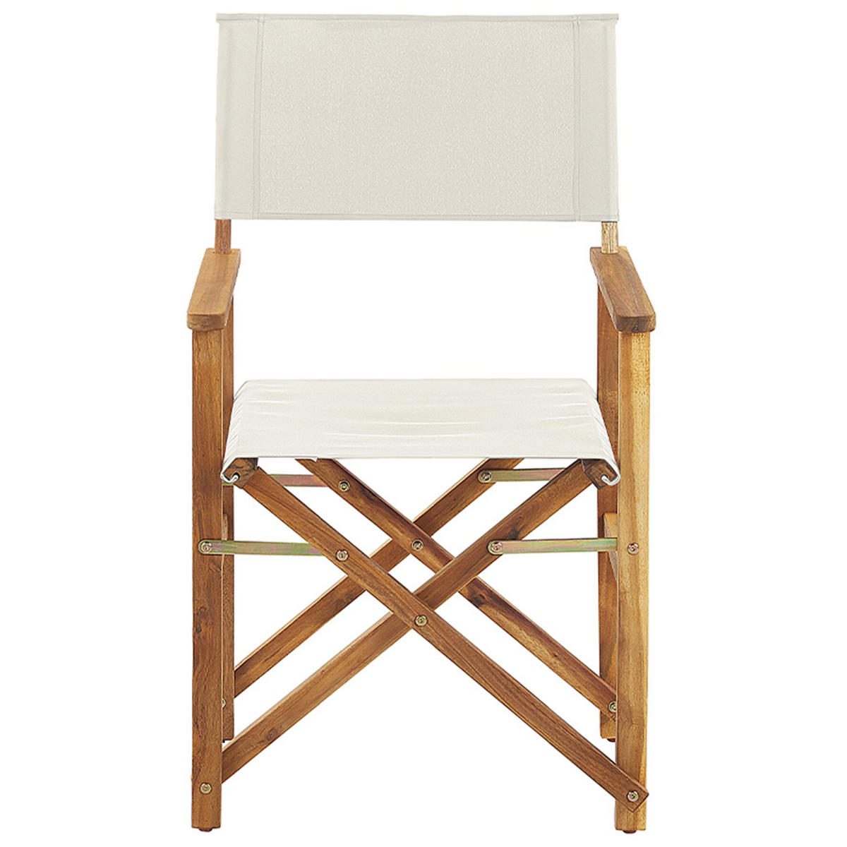 GARTENSTUHL 2er-Set Akazienholz dunkelbraun Auflagen cremeweiß/bunt Tukanmotiv Cine - Dunkelbraun/Rot, Holz (50/91/50cm) - Beliani