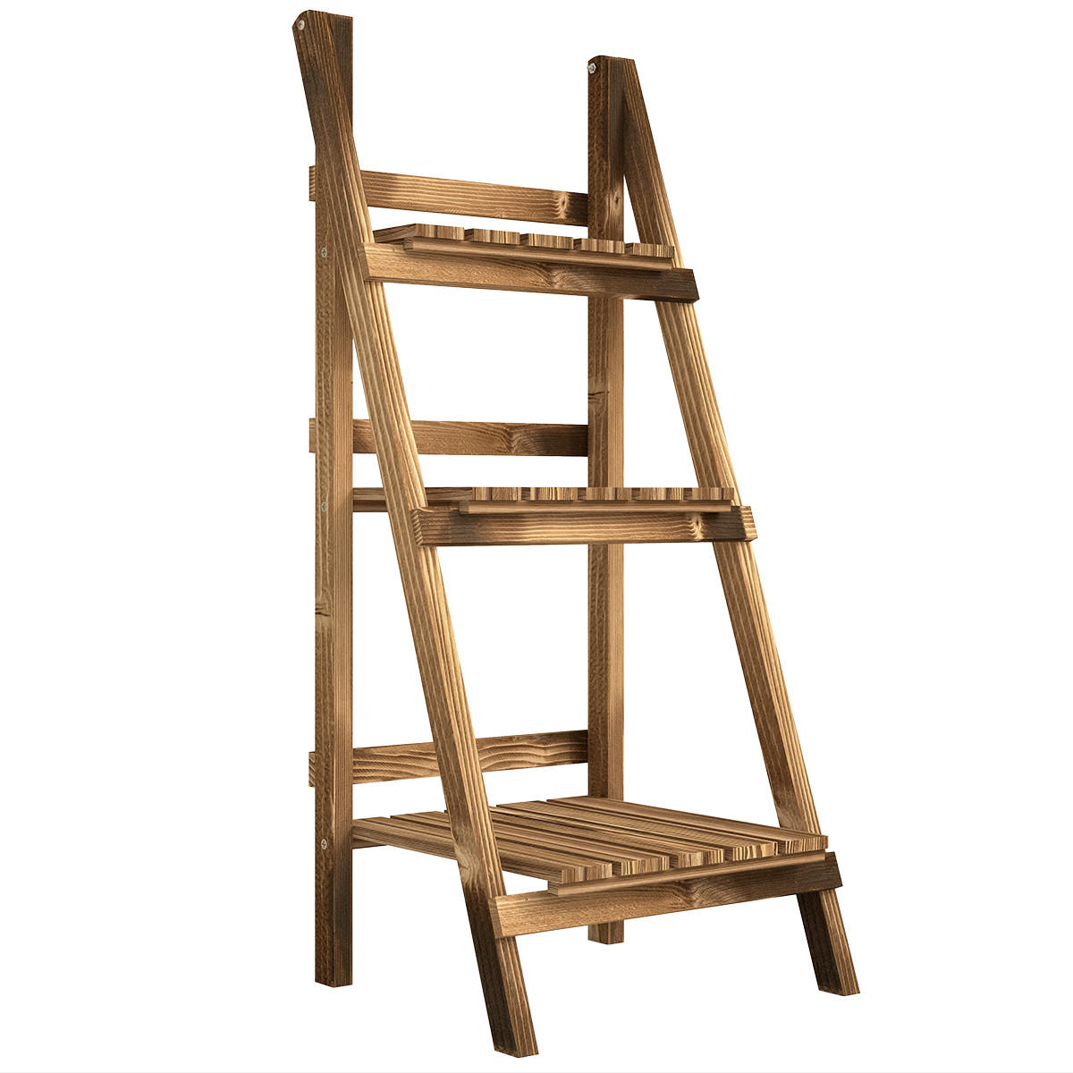 PFLANZENTREPPE Blumentreppe Blumenregal Pflanzregal, 6 Stufen, Tannenholz, Braun - Braun, Holz (37/93/40cm) - Outsunny