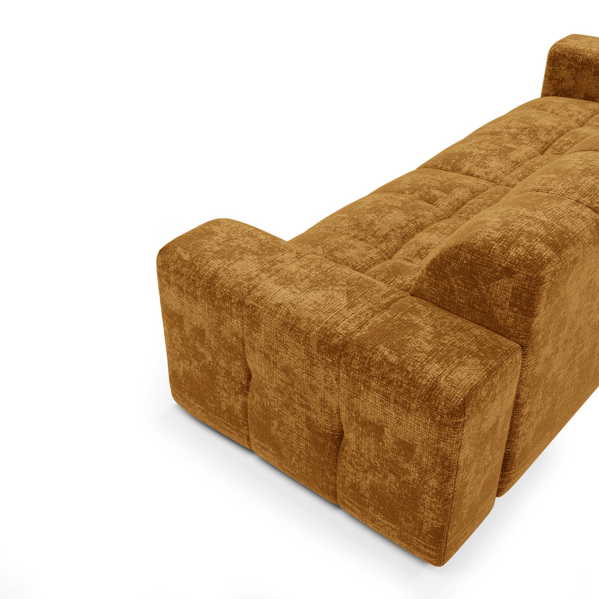 SCHLAFSOFA GERADE geprägter Samt Senf 230cm - Dunkelgelb, Textil (230/85/92cm) - Sia Home