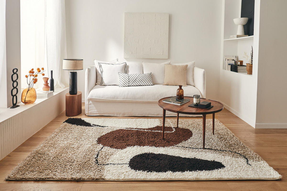 TEPPICH shaggy mit künstlerischem Muster in Braun Palerme 160x230 cm - Braun, Textil (160/230cm) - Nazar Rugs