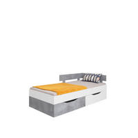 JUGENDBETT Sally in Weiß und Beton – Liegefläche 90 x 200 cm - Weiß, Holzwerkstoff (90/200cm)