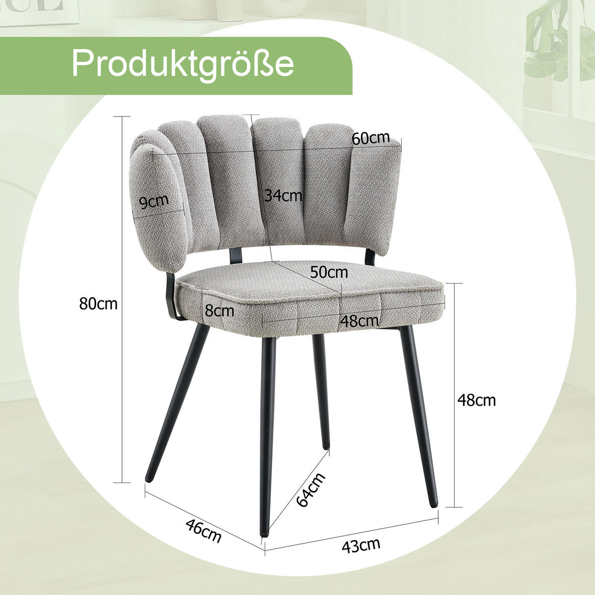 STUHL-SET DE-36560 2 Stück mit Metallbeinen Hellgrau - Grau, Metall (46/80/60cm) - ComfortXL