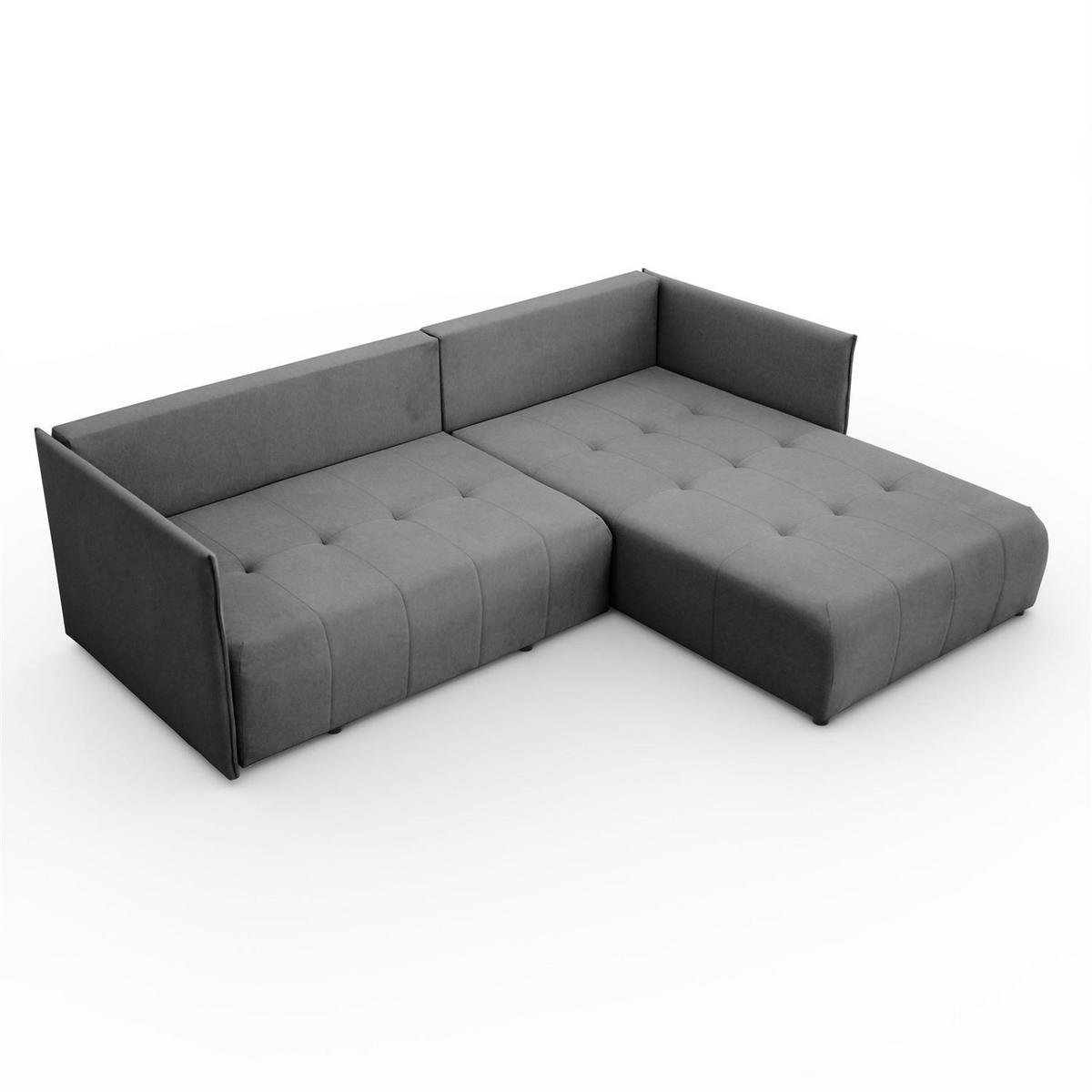 ECKSOFA APOLLO L mit Schlaffunktion und Bettkasten – rechte Seite - Graphitfarben, Textil (246/188cm) - Lookway