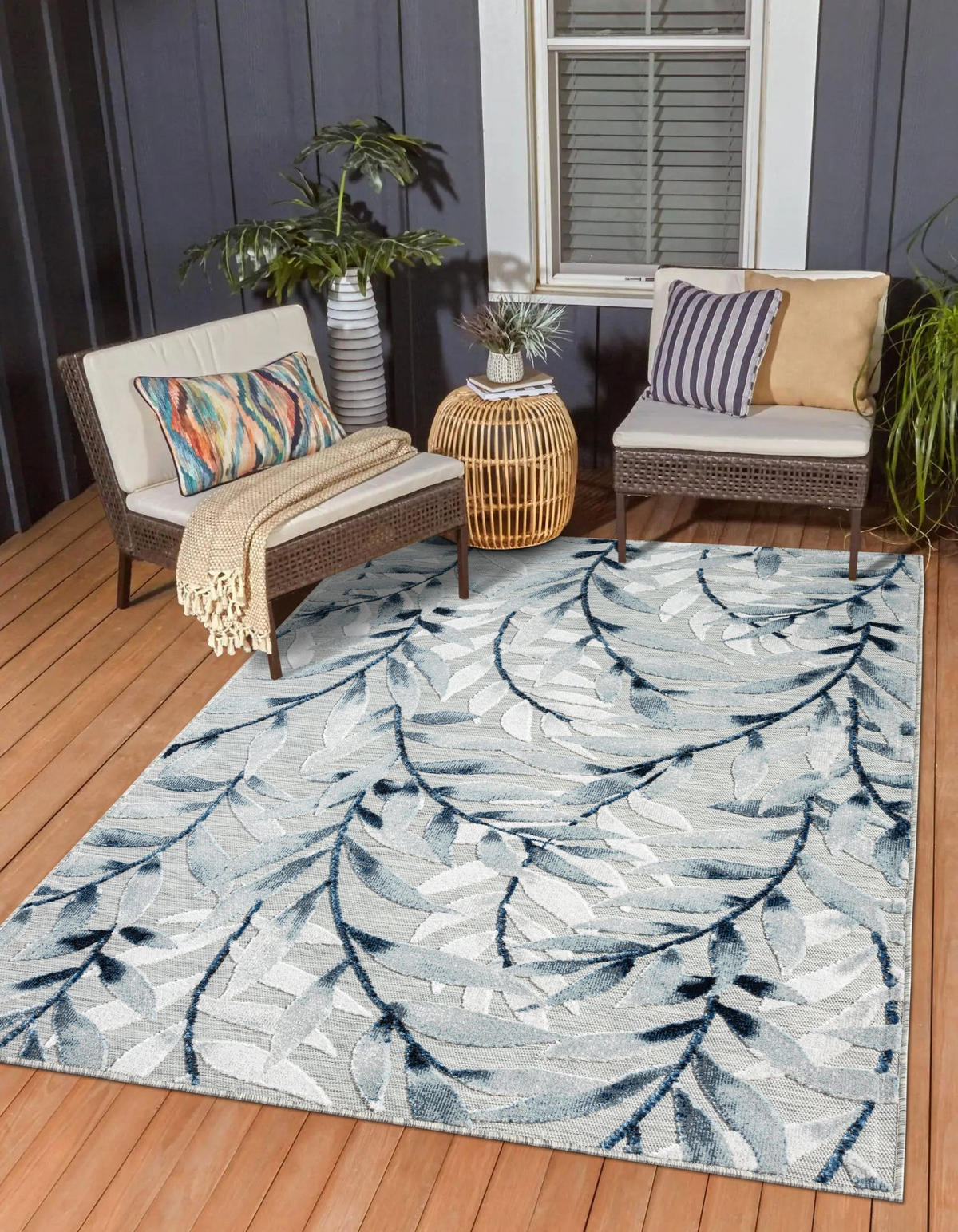 OUTDOORTEPPICH Laurel II Blaugrau,Hellgrau,Anthrazit 80/150 cm - Blaugrau, Textil (80/150cm) - My-Rug