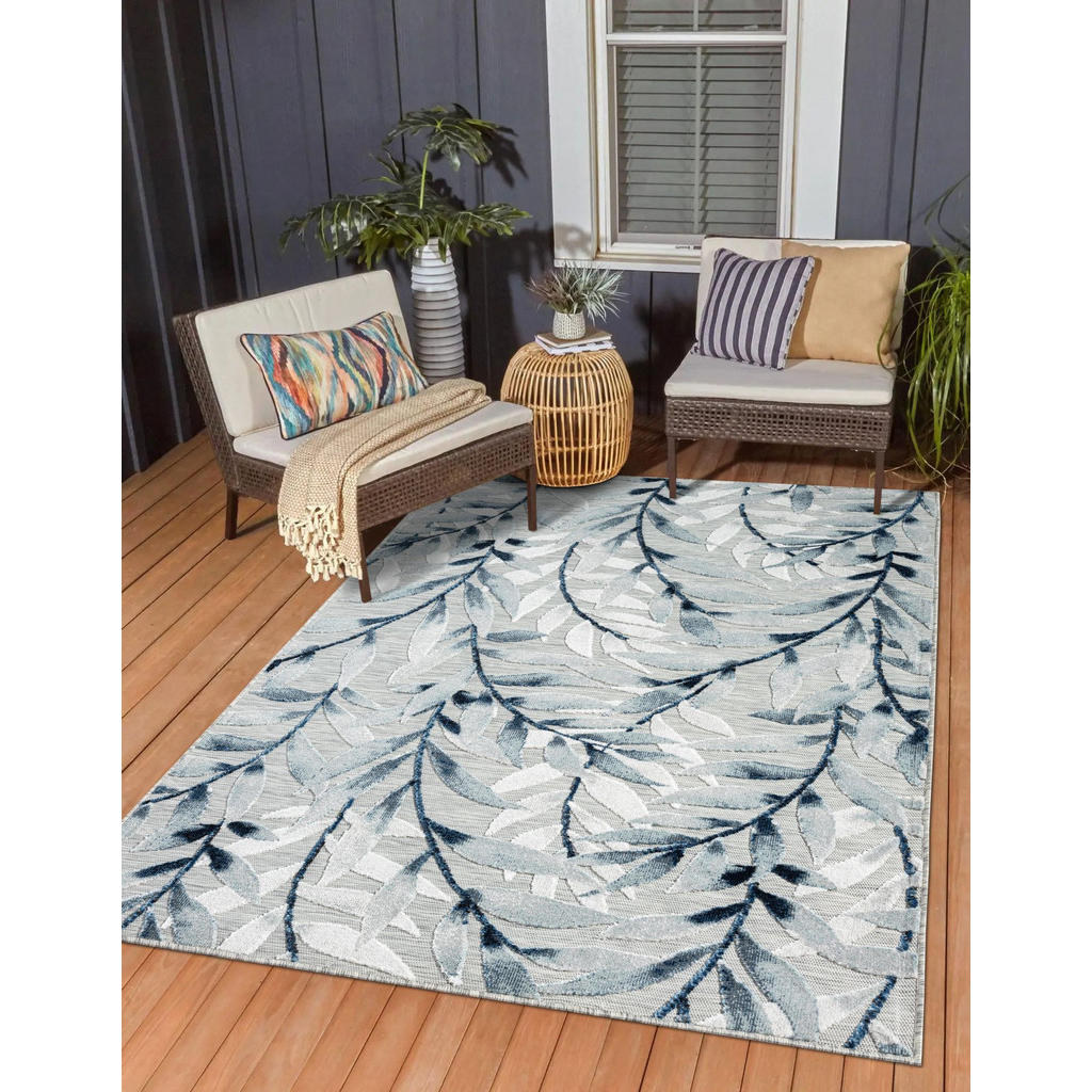 Thumbnail - My-Rug Outdoorteppich, Blaugrau, Textil, Rechteckig, 100x160 cm, UV-beständig, pflegeleicht, wasserabweisend, für Fußbod...