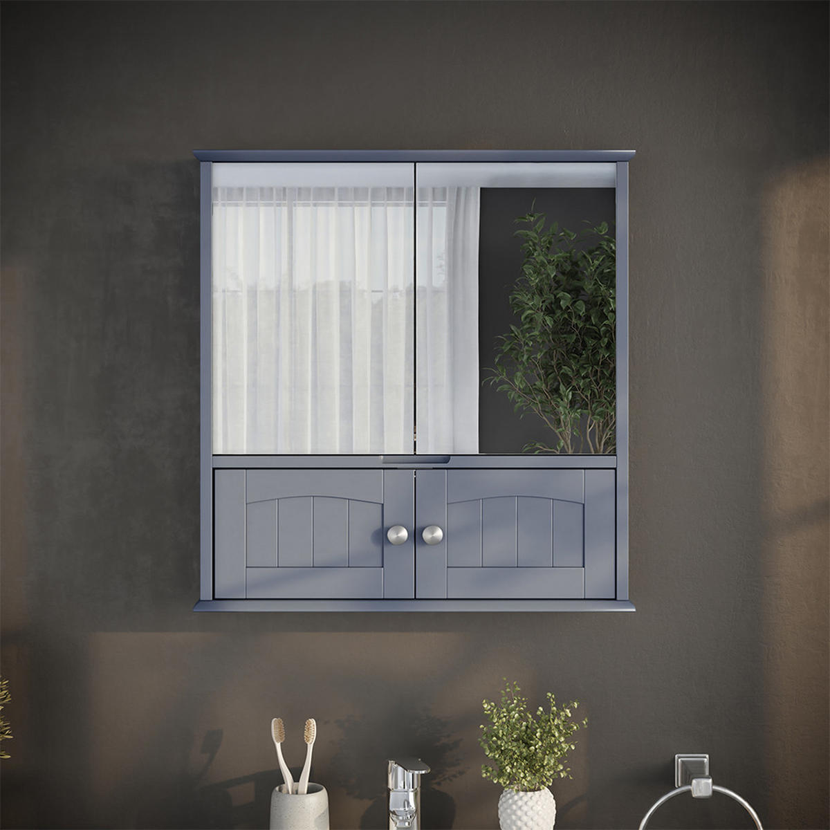 KOUPELNOVÁ ZRCADLOVÁ SKŘÍŇKA Bianco Šedá - šedá, kompozitní dřevo (56/58/13cm) - Vicco