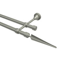 GARDINENSTANGE Primus Lorenzo 600 cm (geteilt in 3 x 200 cm), 2-läufig (ohne Ringe), 16 mm Ø Chrom matt - Chromfarben/Nickelfarben, Metall (600cm) - INTERDECO