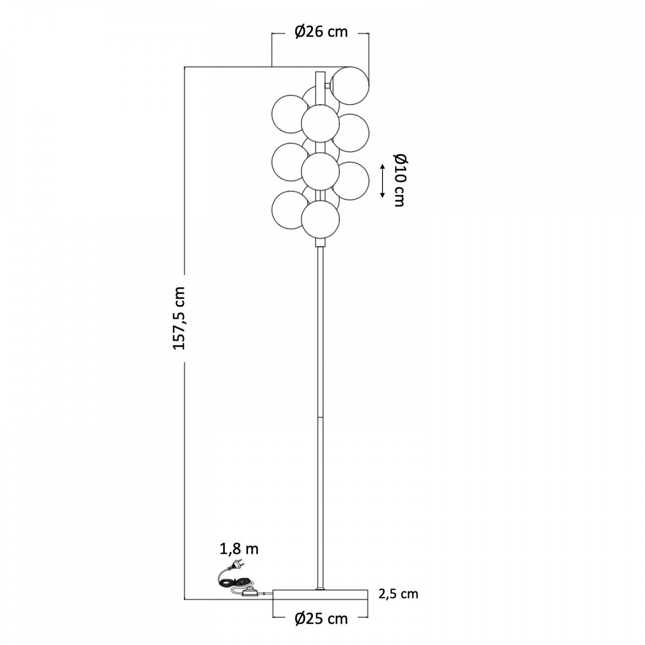 STEHLEUCHTE Ambrosia, Roségold und bernsteinfarben, 157.5cm - Roségold, Glas (157/26/157.5cm) - KOSILUM