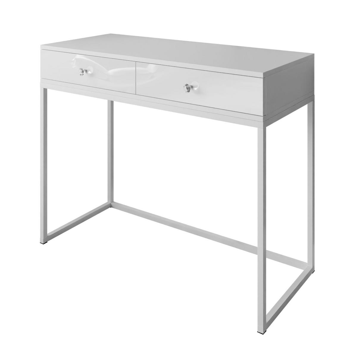 KONSOLE BLANCO LOFT Weiß Hochglanz Kristallgriff - Weiß Hochglanz/Weiß, Holzwerkstoff (42/100/81cm) - Lookway