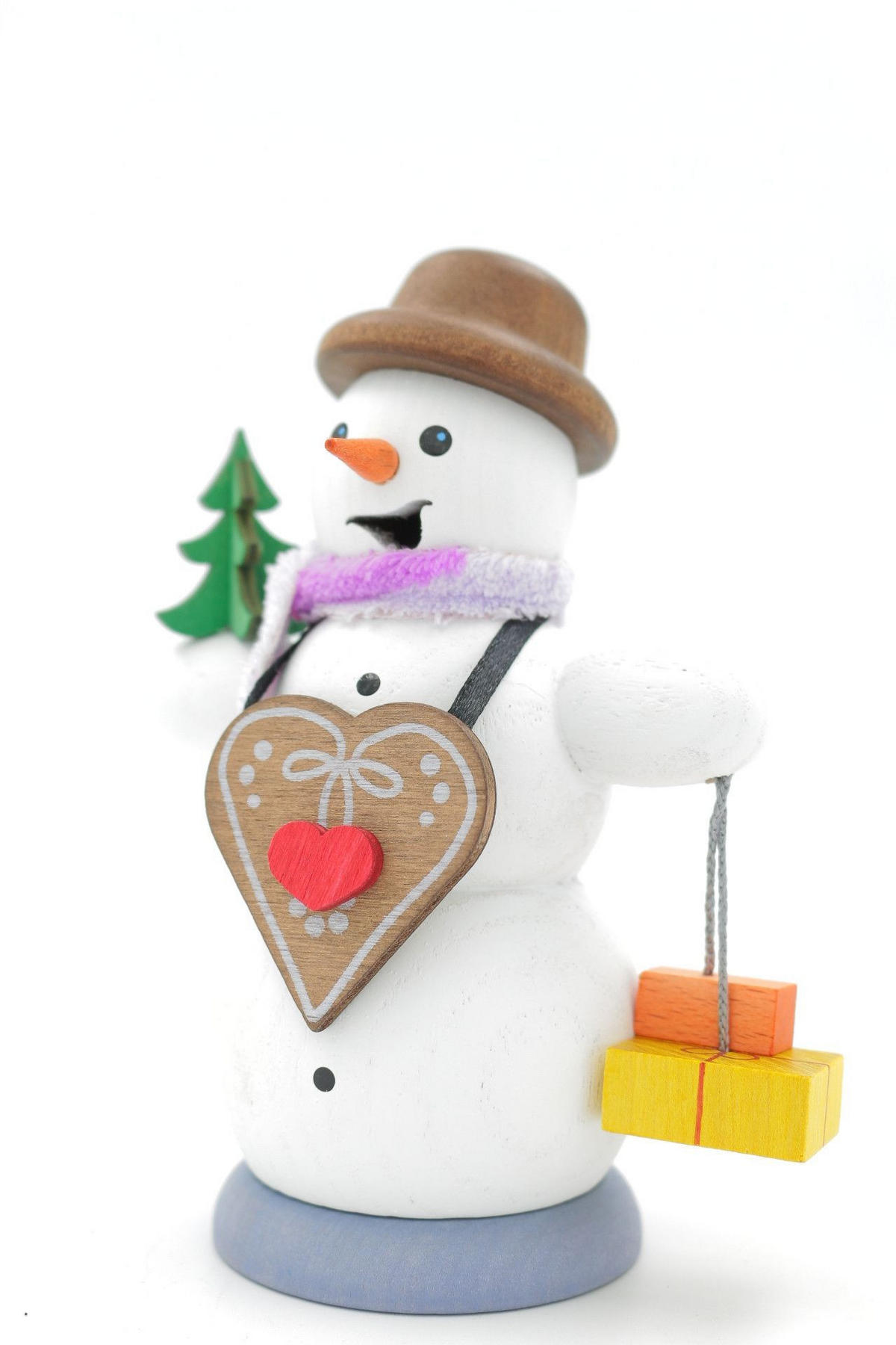 RAUCHFIGUR Schneemann mit Lebkuchenherz 13 cm - Multicolor, Holz (6/13/10cm)