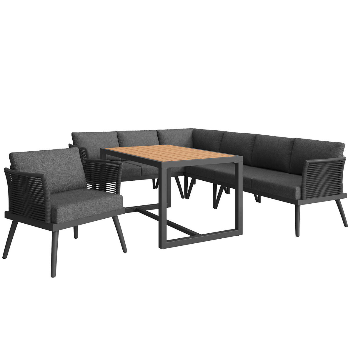 GARTENLOUNGE 5-tlg. für 7 Personen Eisen Grau - Grau, Metall - Beauniv