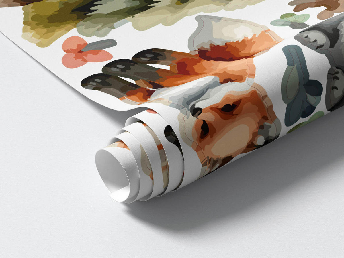 WANDAUFKLEBER 60x65cm - Waldtiere und Pflanzen - Multicolor, Kunststoff (60/65/0.1cm) - Wallfluent