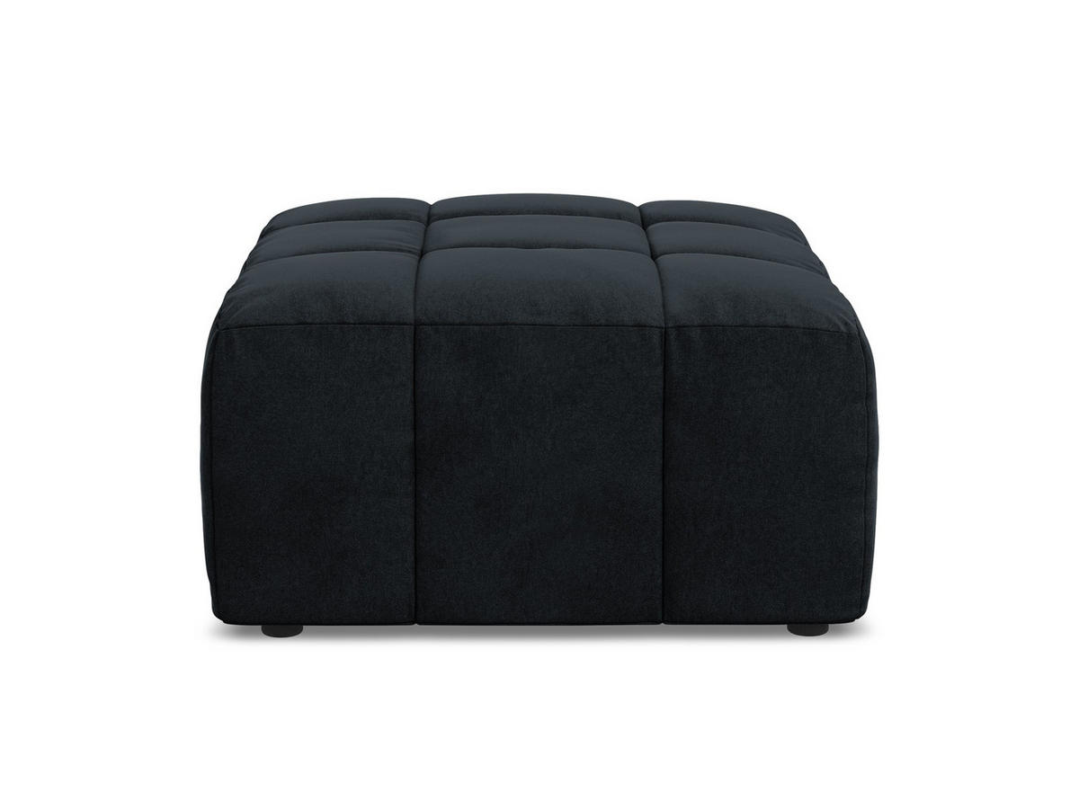 POUF Samt Stoff Blau - Türkis/Schwarz, Holzwerkstoff/Kunststoff (75/41/90cm) - Makamii