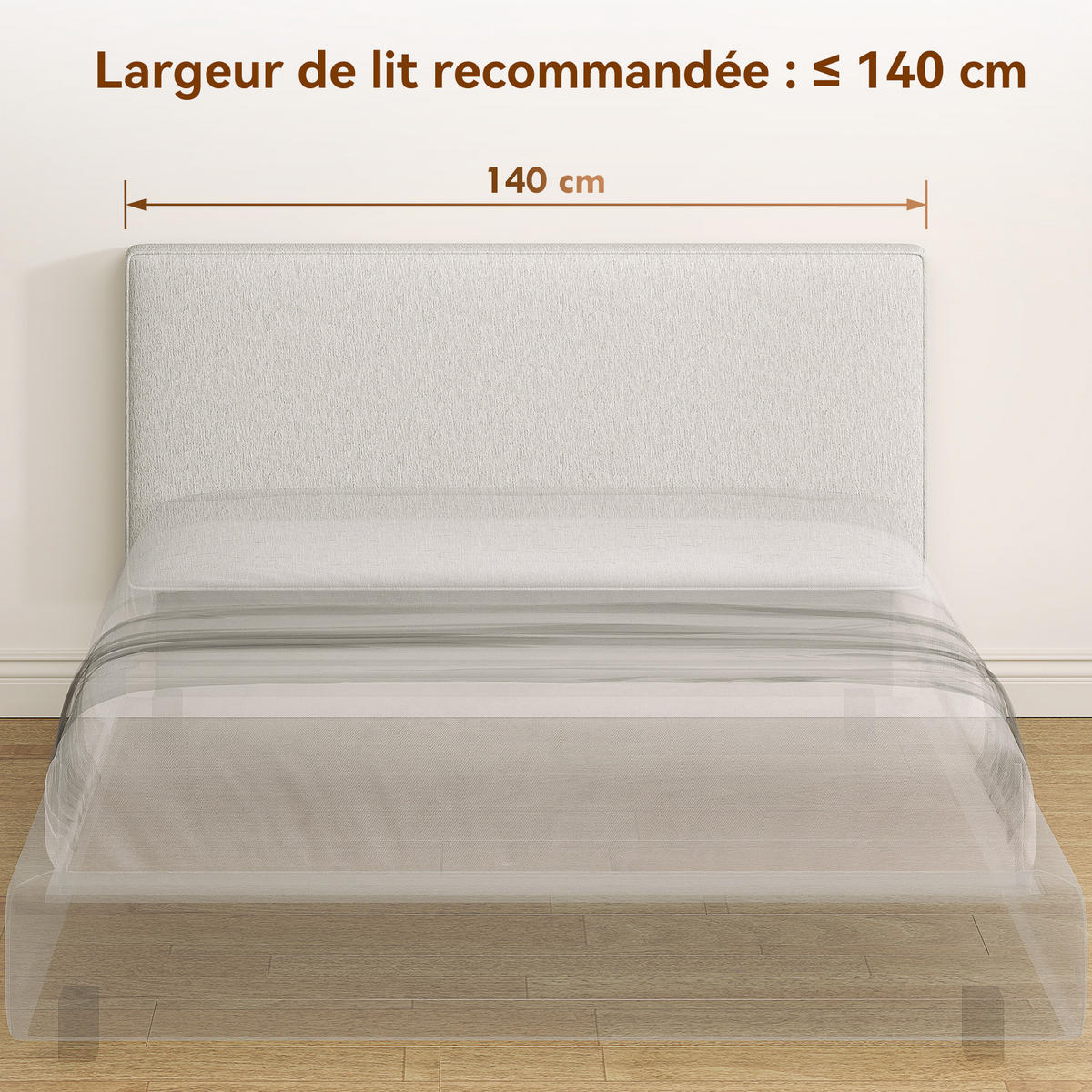 KOPFTEIL DE-18529 wandmontiert mit Leinenbezug Creme - Beige, Textil (10/60/140cm) - ComfortXL