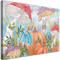 LEINWANDBILD Little Alice im Land der Wunder 90x60cm - Türkis, Textil (90/60cm) - Feeby