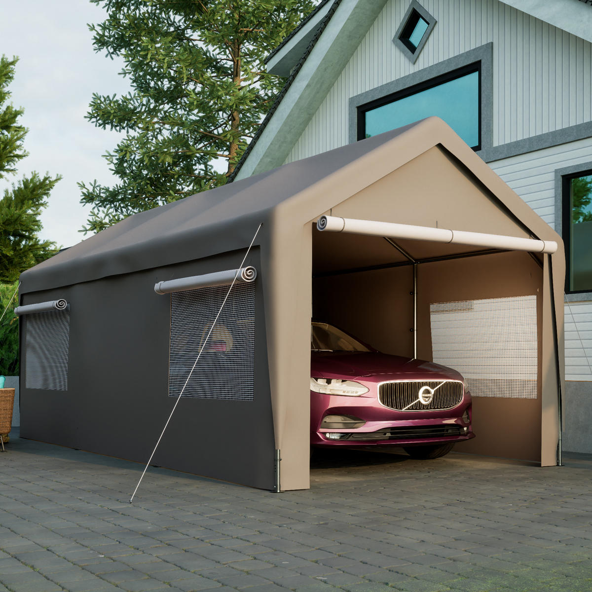 ZELT Carport Grau 3 x 6 m - Grau, Metall (310/276/592cm) - ComfortXL