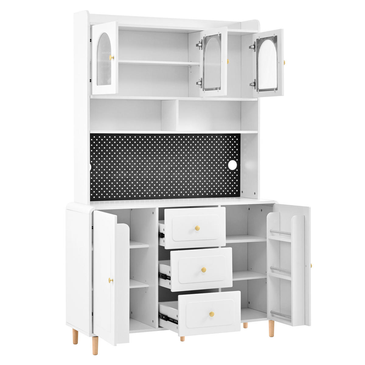 BUFFET 120/40/190 cm weiß aus MDF mit Lochplatte - Weiß, Holzwerkstoff (120/190/40cm) - OKWISH