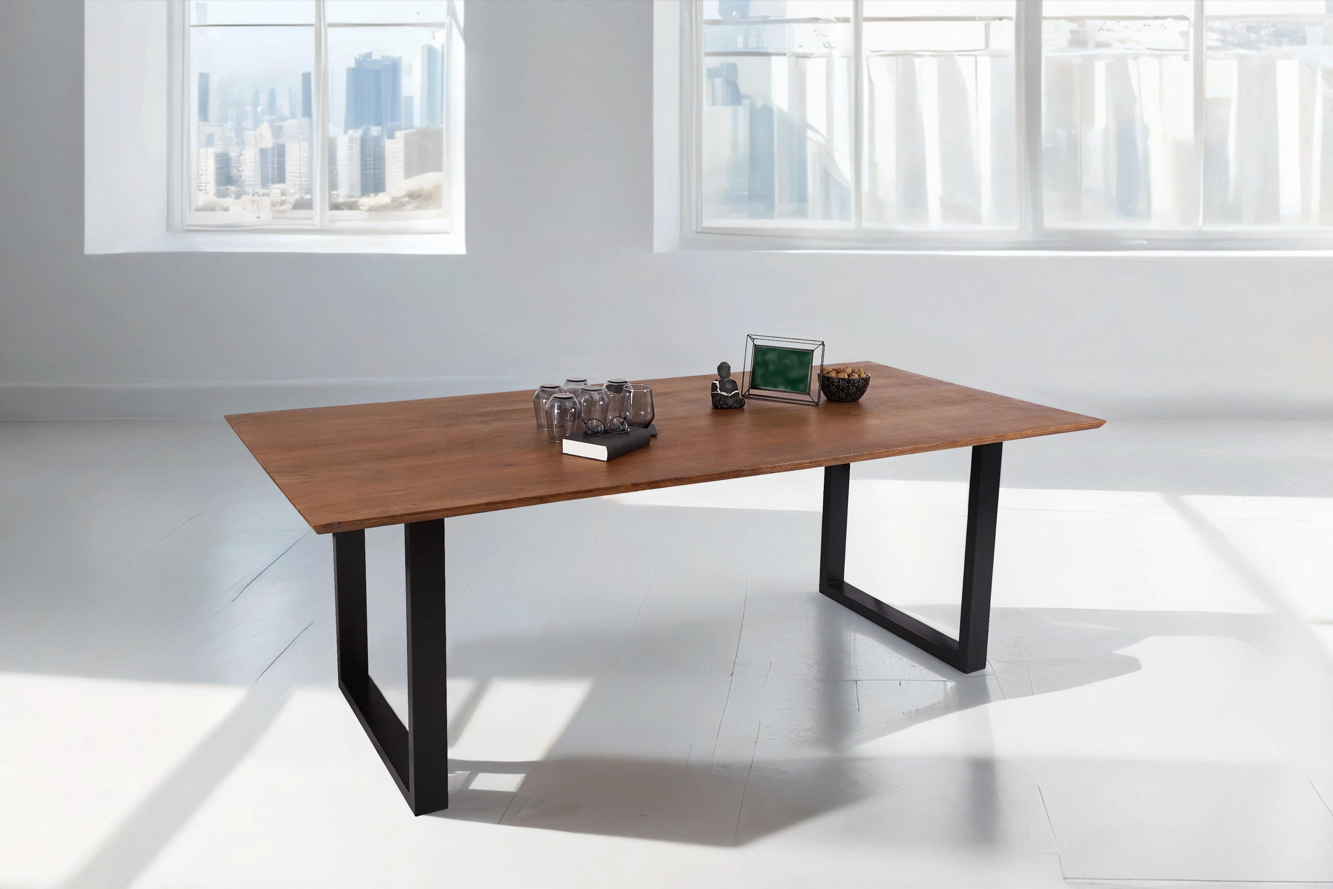 ESSTISCH ATLANTA - Schwarz/Braun, Holz/Metall (100/200/77cm) - SAM