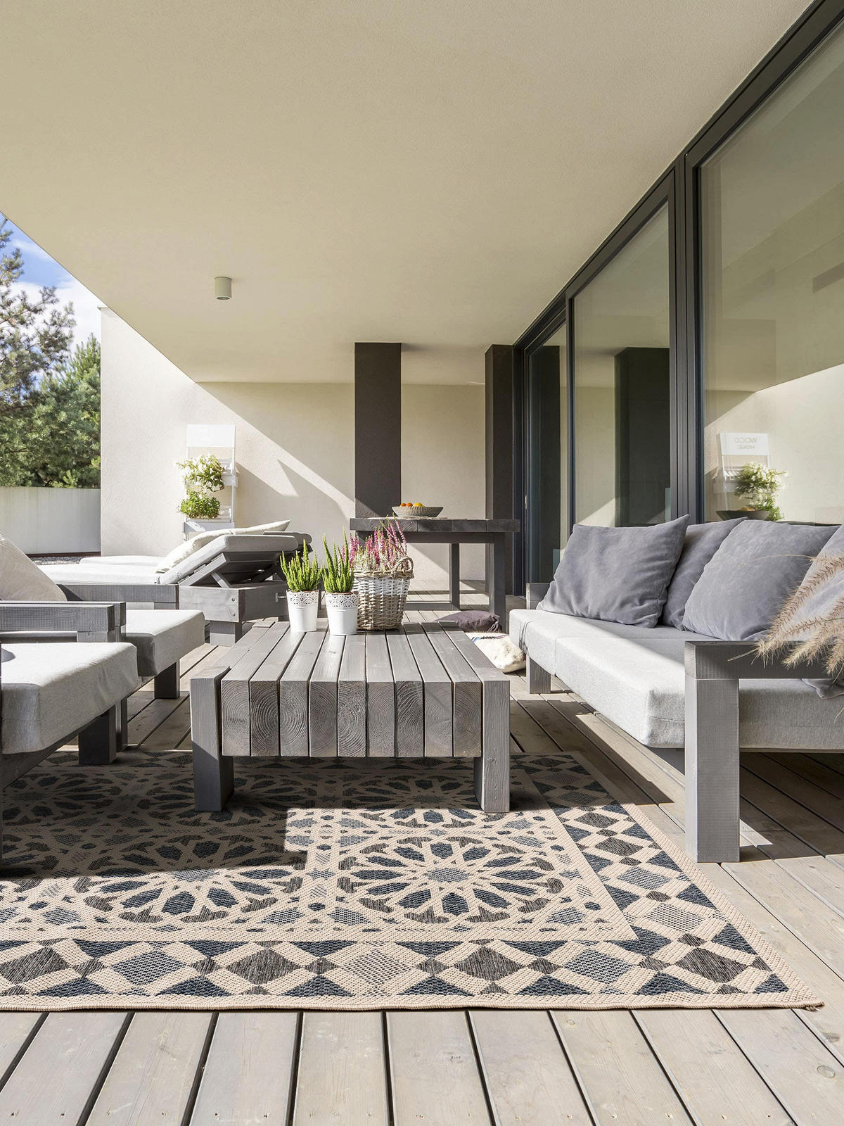 OUTDOORTEPPICH River Beige/Blau 200x285 cm - Beige, Textil (200/285cm) - benuta Nest