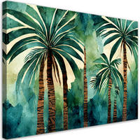 WANDBILD palme dschungel abstraktes aquarell - Grün, Textil (60/40cm) - Feeby