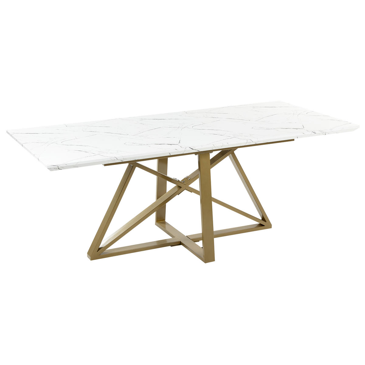 ESSTISCH 160-200/90/77 cm Weiß, Goldfarben Rechteckig Maximus - Weiß, Holzwerkstoff (200/90/77cm) - Beliani