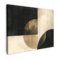 LEINWANDBILD Abstrakt - Geometrische Formen - Schwarz - Gold Wandbilder 80x60 cm - Ecru, Textil (80/60cm) - MuchoWow
