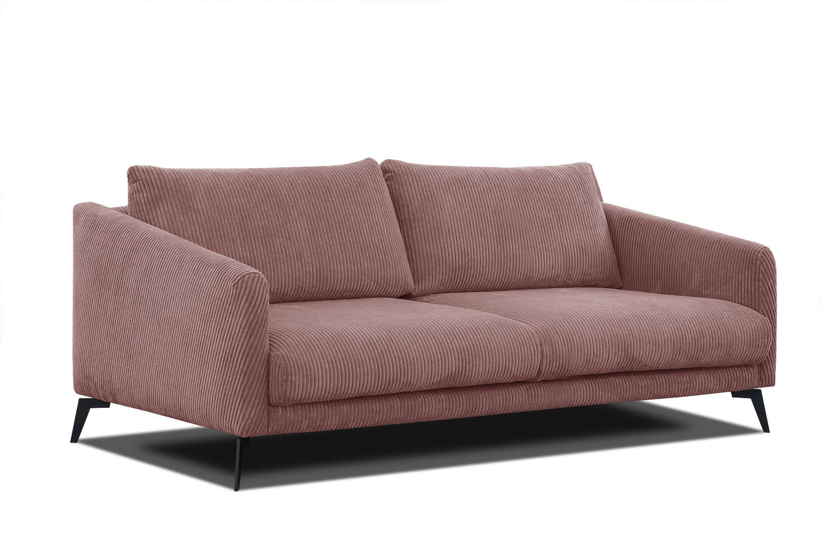 SOFA VILT 3-Sitzer, altrosa - Schwarz/Altrosa, Holzwerkstoff/Kunststoff (202/89/94cm) - Courtois Laville