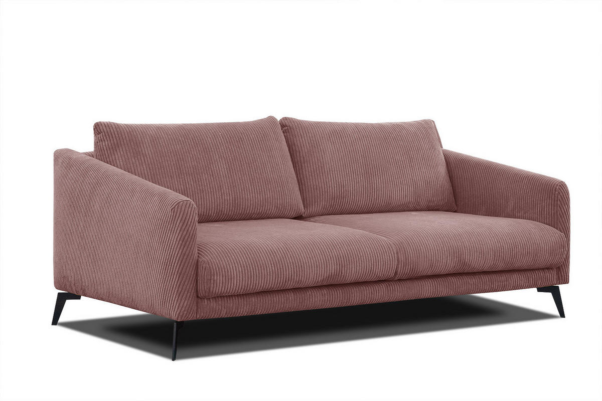 SOFA VILT 3-Sitzer, altrosa - Schwarz/Altrosa, Holzwerkstoff/Kunststoff (202/89/94cm) - Courtois Laville