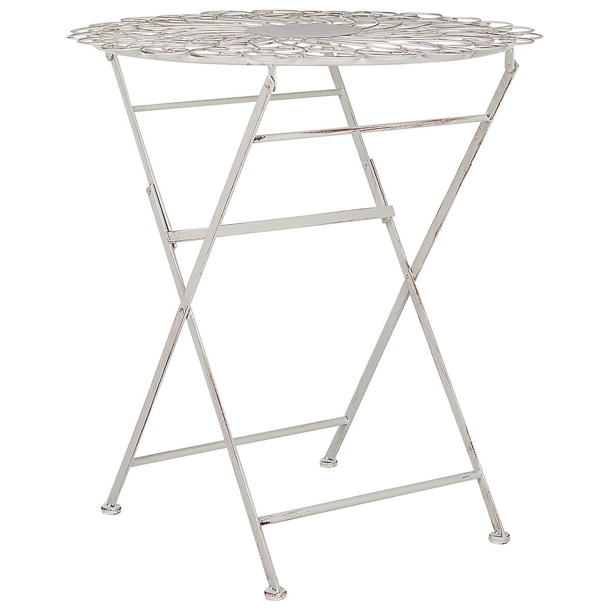 GARTENTISCH Metall cremeweiß 70 cm zusammen klappbar Stiffe - Creme, Metall (70/70/76cm) - Beliani