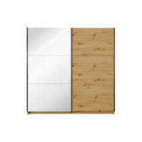SCHWEBETÜRENSCHRANK ARLO I 150/207 cm in Eiche Artisan mit Spiegel - Eiche Artisan, Holzwerkstoff (151/59/207cm) - Deine Möbel 24