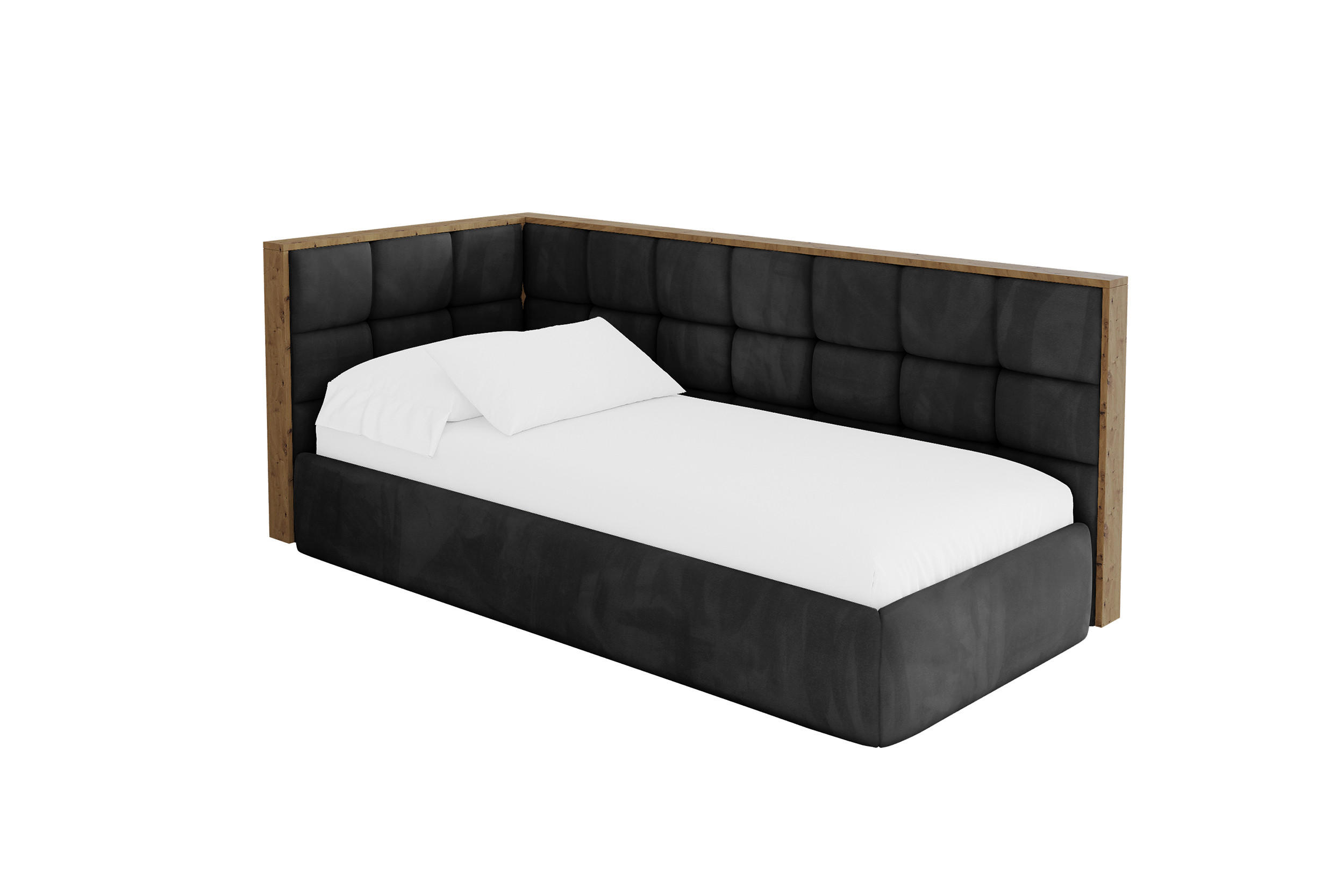 ALTDECOR JEDNOLŮŽKOVÁ POSTEL pro mládež s úložným prostorem, vpravo - SOVY 90x200 černá