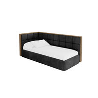 EINZELLBETT Jugendbett mit Bettkasten, Rechts - SOVY 100x200 Schwarz - Anthrazit, Holzwerkstoff/Textil (100/200cm) - ALTDECOR
