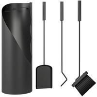 KAMINBESTECK DE-13814 4-teilig, mit Ständer Schwarz - Schwarz, Metall (20/65/20cm) - ComfortXL