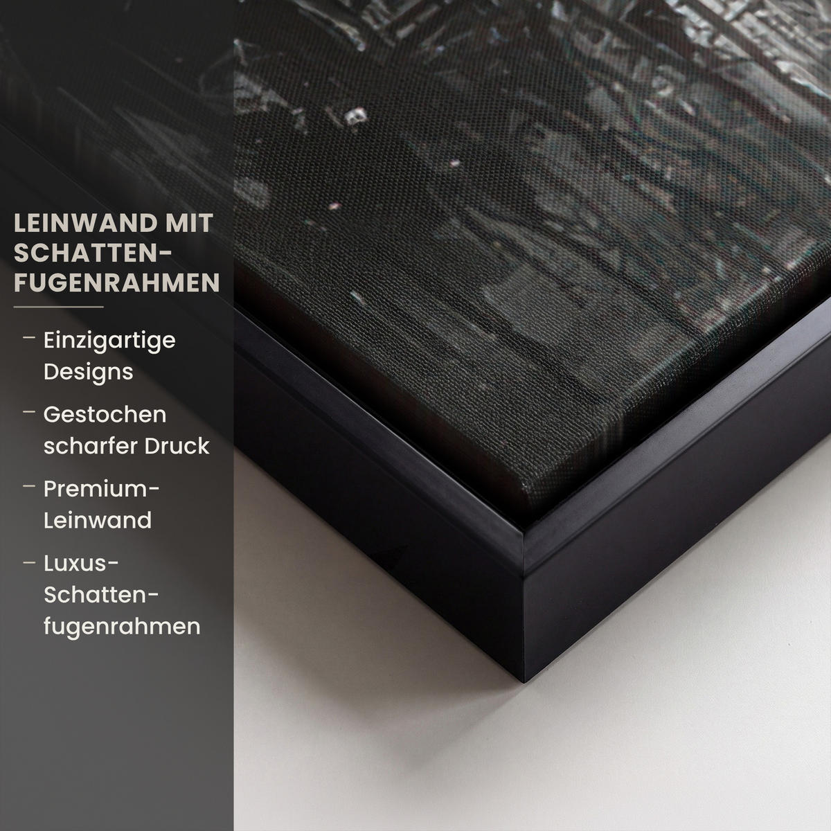 LEINWAND Bilder mit Rahmen - Malerei - Figuren - Schwarz - Abstrakt - 90x90 - Schwarz, Textil (90/90cm) - MuchoWow