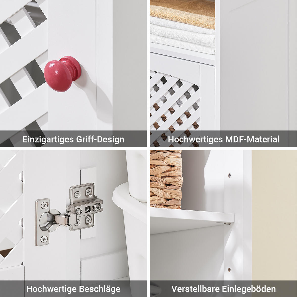 HOCHSCHRANK Weiß 45x41.5x170cm - Weiß, Holzwerkstoff (45/170/41.5cm) - SoBuy