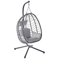 HÄNGESESSEL Lima Grau Aus Kunstharz In Rattanoptik - Grau, Metall (95/197/95cm) - Concept Usine