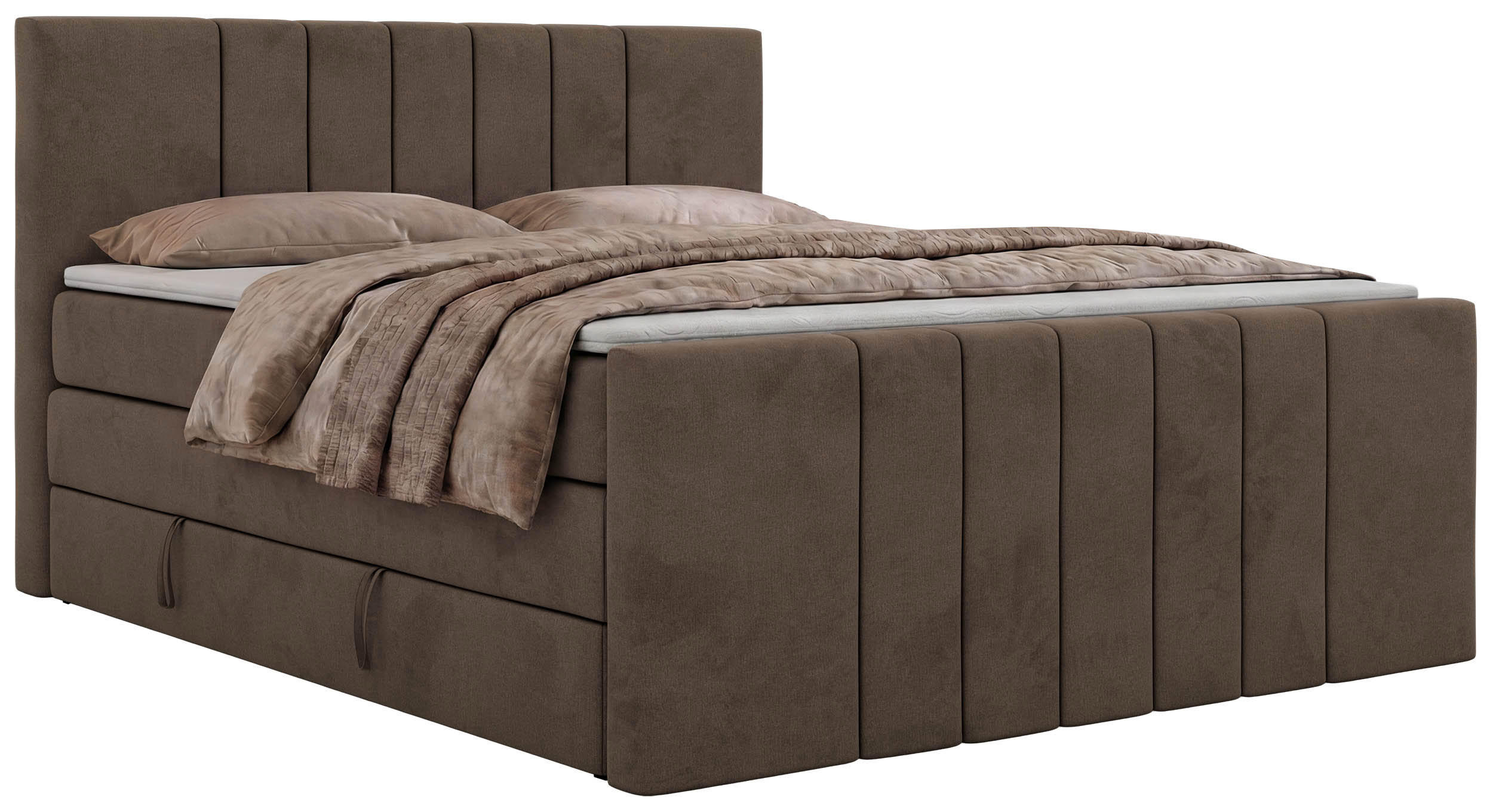 MKS POSTEL BOXSPRING INERO DUO KING 160/200 - Hnědá Samet - Topper T25 - H4