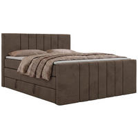 BOXSPRINGBETT INERO DUO KING 160/200 - Braun Velvet - Topper T25 - H4 - Schwarz/Braun, Kunststoff/Textil (160/200cm) - MKS